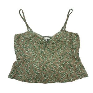 AMERICAN EAGLE Cropped Ditsy Floral Peplum Cami S Green Coquette Fairy Cute B77